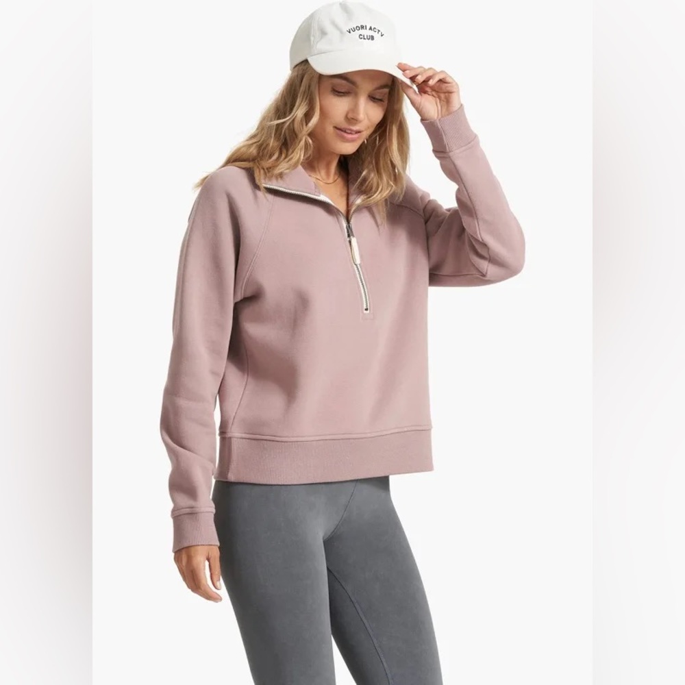 Vuori Women's Half-Zip Sweater in Mauve